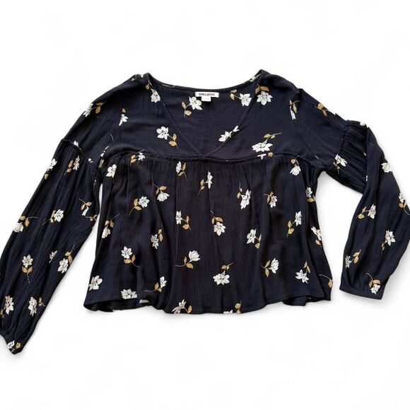 Billabong Shir Genius flowy black floral top Size Small - Picture 2 of 5